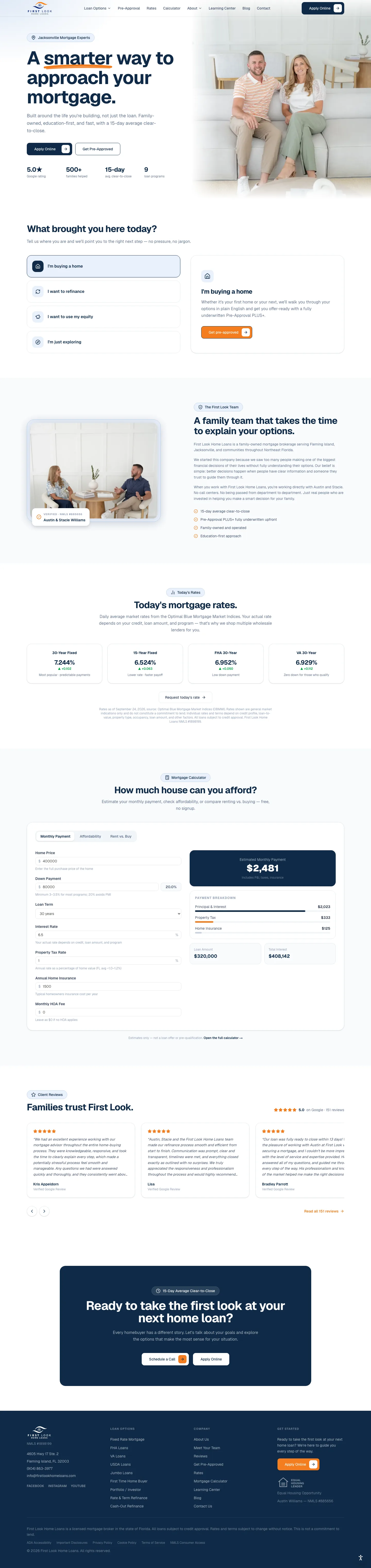 First Look Home Loans website, full page